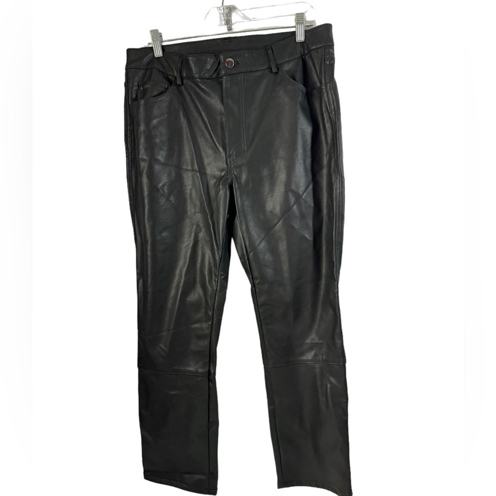 H&M Black Faux Leather Highwaisted Pants Size 14